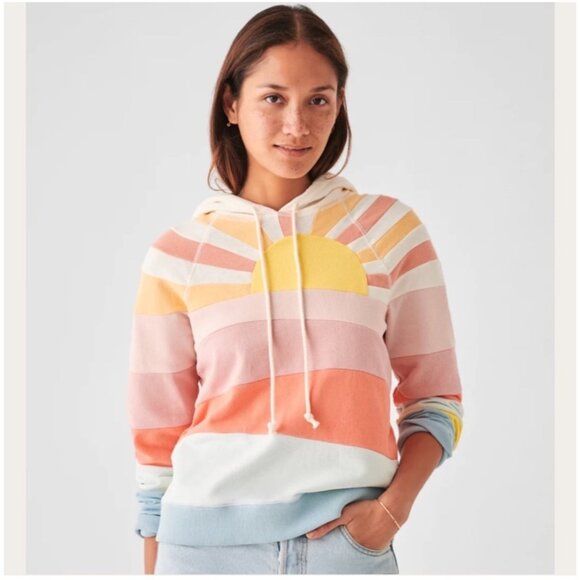 Faherty Soleil Hoodie Sweatshirt Sunrise Rainbow Striped Size Small Women's - Picture 1 of 5
